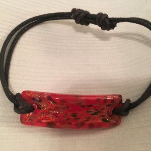 Pier 1 Leather & Glass Bracelet